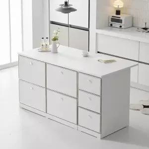 나무뜰 루넬 미드센츄리 E0 폭깊은 광파오븐 서랍 아일랜드 홈바 식탁 1600X750 MWF395C