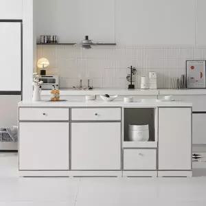 나무뜰 오드 미드센츄리 E0 인조대리석 폭깊은 광파오븐 수납 렌지 아일랜드 홈바 식탁 2000 MWF427C