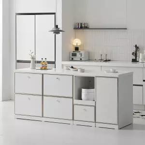 나무뜰 루넬 미드센츄리 E0 인조대리석 폭깊은 광파오븐 수납 렌지 아일랜드 홈바 식탁 2000 MWF405C