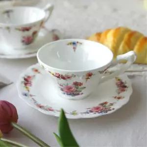 로즈플라워 2인용 본차이나 커피잔세트 홍차잔 홈카페 찻잔선물 감성템 라떼잔