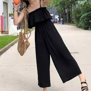 여자 프릴 끈나시 점프수트 여름 바캉스 원피스룩 gKw9+9zaU