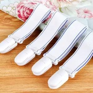( )침대시트 고정 클립 4p 논슬립 침대시트 고정클립 밴드 집게 홀더 이불 밀림방지 강력한 이중클립 집게