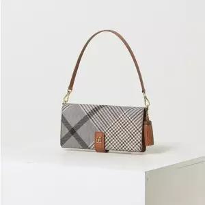 닥스 (가능)DCHO1F328W2 [타입C.]브라운 체크 가죽 핸드폰케이스