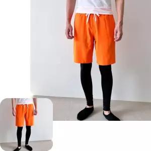 네쿠 남자 여름 트레이닝 팬츠 수영복 세트 남성반바지 주황 래쉬가드 스포츠 레깅스