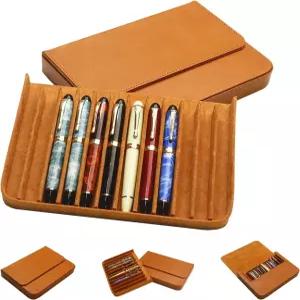 MIVLXLX 가죽 12 만년필/연필 트레이 케이스 정리함 패션 디자인 핸드메이드 서랍이 있는 마그네틱 클로저