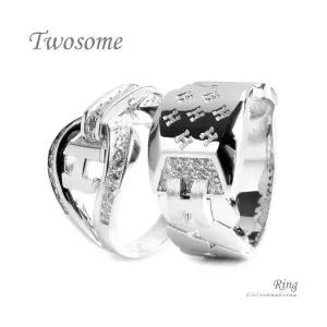 클루아조네 커플 은반지 커플링 스터링실버 각인가능 Twosome R2034