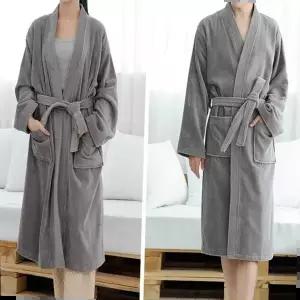 커플파자마 호텔 샤워 목욕 순면 면 잠옷 파자마 가운 그레이