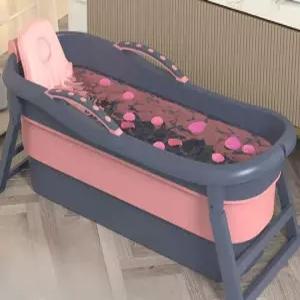 이동형욕조 대형 목욕 대야 공간 절약 원룸 반신욕기 욕조 1.3m 블루