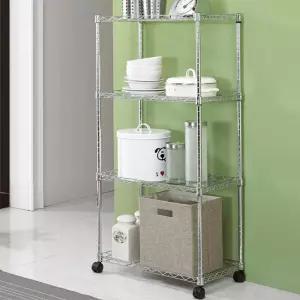 바퀴달린 메탈 물빠짐 선반 600 4단 렉 철앵글 주방 수납 철재 선반장 이동