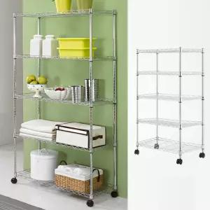 바퀴달린 메탈 물빠짐 선반 900 5단 렉 이동형 수납장 철앵글 수납 스탠드