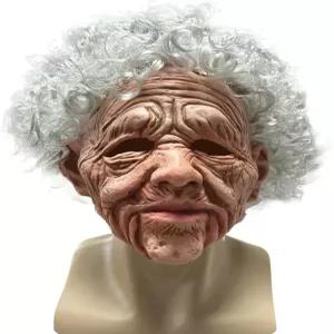 스텝인 할머니 마스크 리얼 주름 컬 할로윈 코스프레 의상 소품 포함 인간 얼굴