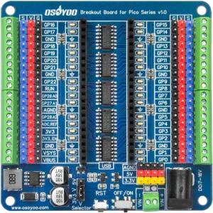 라즈베리 파이 피코용 OSOYOO 브레이크아웃 보드 - GPIO 상태 LED 역방향 전원 보호 3핀 센서 /Servo