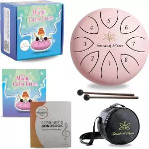 스틸 드럼 핸드팬 6인치 8노트 스토리북 및 송북 포함 매직 차분한 3~8세 악기 분노 관리 장난감 음악 선물