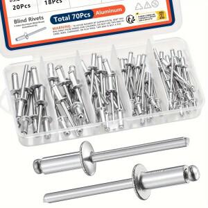 팝리벳 구색 키트 알루미늄 블라인드 5 크기 70피스 금속 가구용 모듬 자동차 세트