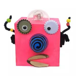 과학교실 LED불빛 로봇 저금통만들기 공부장난감 발명수업 목각