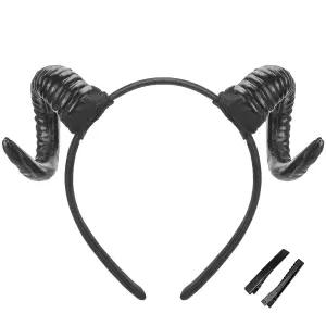 MOSTORY 블랙 데몬 뿔 머리띠 - 할로윈 르네상스 렌페어 의상 성인 코스프레 사진 촬영을 위한 데빌 양