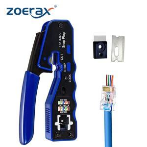 ZOERAX RJ45 크림프 툴 이더넷 크림핑 올인원 크림퍼 패스 스루 Cat6 Cat5e 커넥터용 교체 블레이드 포함