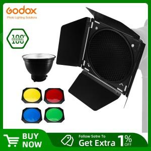 Godox 표준 반사경 Bowens 마운트(BD-04 Barndoor 포함 허니컴 그리드 및 4색 필터 젤 세트 포함)