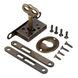 1세트 클래식 잠금 레트로 복고풍 엔틱 나무 보석 상자 서랍 가구 카운터 장식 골동품 청동 키