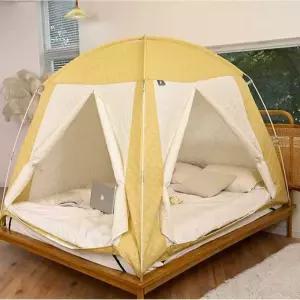 누빔 난방텐트 원터치 실내 옐로우 방한텐트 텐트