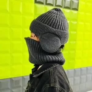 어린이 넥워머비니 귀달이모자 아동 일체형 비니 세트