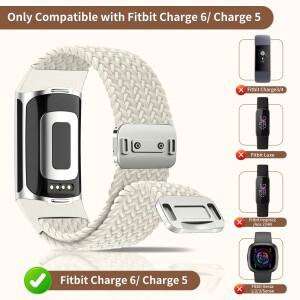 Fitbit Charge 6 5용 소프트 스트레치 나일론 마그네틱 우븐 스포츠  팔찌 밴드