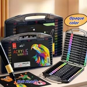 12-36 색상 아크릴 페인트 펜 마커 브러시 팁 바위 그림 나무 캔버스 돌 크리스마스 수집 DIY 공예