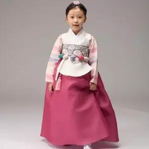 연아색동 아이당의+진달래치마+브로찌 여아 아동한복
