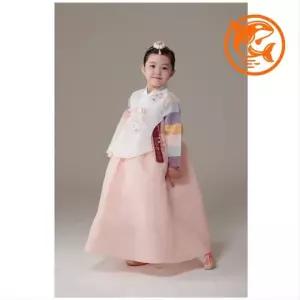 주말 여아 화사한 전통 나들이 아이당 의상 산호색 소풍용 한복