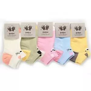예쁜 귀여운 고양이 동물 아동 여름 메쉬 양말 5켤레