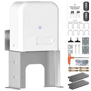 Gutentry 자동 게이트 오프너, 슬라이딩 원격 완성 키트가 포함된 전기 게이트용 하드웨어 시스템 키트, 롤링 진입로 슬라이드 모터(흰색, 1500파운드)