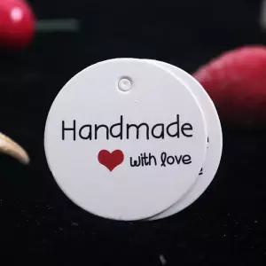 원형 화이트 핸드메이드라벨 종이텍 100p 핸드메이드라벨 텍종이 택종이