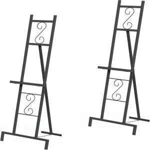 표지판용 OUSHENG 2 팩 이젤 스탠드 대형 결혼 환영 거울 홀더 디스플레이 포스터 액자 아트를 위한 체인
