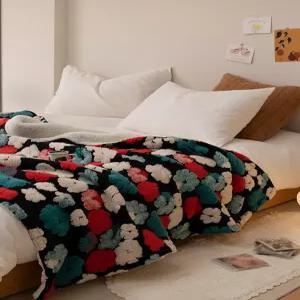 목화 꽃무늬 담요 체리 양면 울 블랭킷 비행기