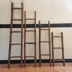 원목사다리행거 미니행거 나무 스탠드행거 거치대 선반 올인원 우드행거 신발 원색50 높이