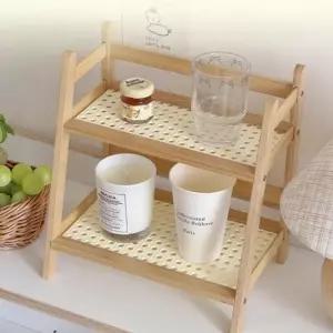틈새 협탁 선반 나무 침대 사이드 2단 테이블 원목 (WFKBJKL)