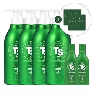 [TS트릴리온]TS 골드플러스 샴푸 500g 4개 + TS 골드플러스 샴푸 100g 4개 + 저스트 TS 샴푸 샤쉐 6g 8개