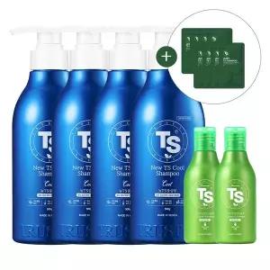 [TS트릴리온]뉴TS 쿨샴푸 500g 4개 + 프리미엄 TS 샴푸 100g 2개 + 저스트 TS 샴푸 샤쉐 6g 8개