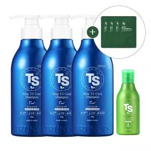 [TS트릴리온]뉴TS 쿨샴푸 500g 3개 + 프리미엄 TS 샴푸 100g 1개 + 저스트 TS 샴푸 샤쉐 6g 4개