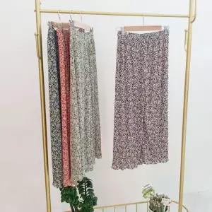 8부 셔링 플라워 플리츠 쿨팬츠 아이스 냉감 여름 여성 꽃무늬 촌캉스 주름 바지