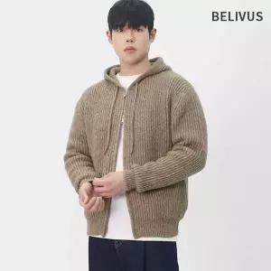 [빌리버스]빌리버스 남성 간절기 투웨이지퍼 스트라이프 코지 니트 후드집업 BAT006