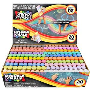 야외 예술 놀이, 칠판, 놀이터에 그림 그리기를 위한 무독성 점보 초크 20가지 색상으로 구성된 JOYIN 180 PCS 세탁 가능 인도 세트
