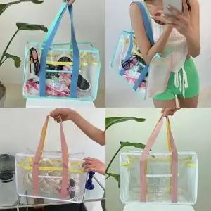 여름 바다 반짝이 PVC 가방 여성 글리터뷰비치백 방수 WFIUNBW