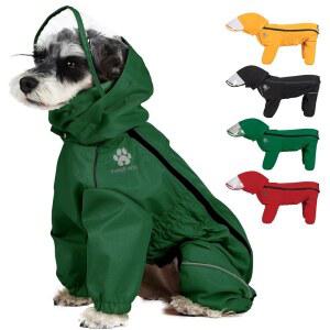 PINA 개 비옷, 후드가 달린 방수 재킷, 목줄 구멍이 있는 가벼운 반사 스트랩이 폰초, 습한 날씨를 위한 포켓, 완전한 보호를 풀 랩 디자인