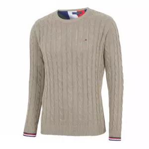 [타미힐피거]타미힐피거 크루넥 케이블 니트 MW0MW13382 샌들우드