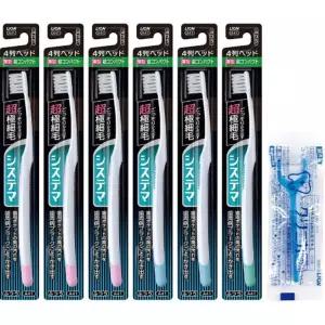 시스테마 칫솔 초콤팩트 6개(색상랜덤)+치실포함 치주질환세트 4열 보통칫