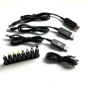 DC-USB 케이블 + 8개의 다양한 커넥터 5.5mm*2.1mm 플러그 5V 8.4V 12V 남성 변환