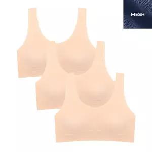 [수아팜] [몰드부착형] 주니어 2단계 소프트 메쉬 심리스 브라 3매_스킨.