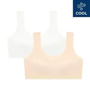 [수아팜] [2컬러] 주니어 2단계 쿨 메쉬 스포츠브라 끈나시형 2매 세트