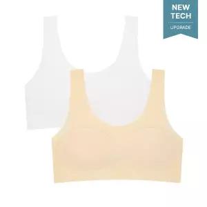 [수아팜] [3컬러] 주니어 1단계 에어 메쉬 심리스 브라 2매_아이보리/스킨(에어도트.VER)